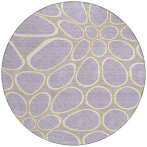 Homeroots 3' Artichoke Green And Ivory Abstract Washable Area Rug For Indoor And Outdoor Use, Durable Design 8' Round Polyester 600548
