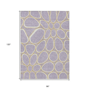Homeroots 3' Artichoke Green And Ivory Abstract Washable Area Rug For Indoor And Outdoor Use, Durable Design 8' X 10' Polyester 600549