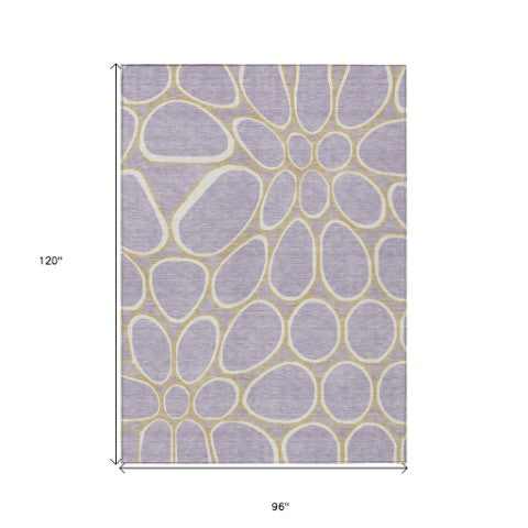 Homeroots 3' Artichoke Green And Ivory Abstract Washable Area Rug For Indoor And Outdoor Use, Durable Design 8' X 10' Polyester 600549