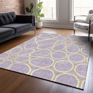 Homeroots 3' Artichoke Green And Ivory Abstract Washable Area Rug For Indoor And Outdoor Use, Durable Design 8' X 10' Polyester 600549