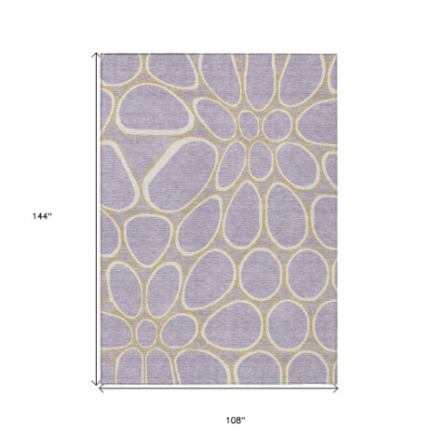 Homeroots 3' Artichoke Green And Ivory Abstract Washable Area Rug For Indoor And Outdoor Use, Durable Design 9' X 12' Polyester 600550