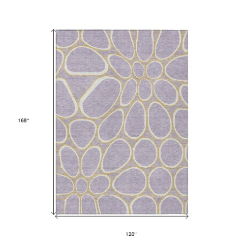 Homeroots 3' Artichoke Green And Ivory Abstract Washable Area Rug For Indoor And Outdoor Use, Durable Design 10' X 14' Polyester 600551
