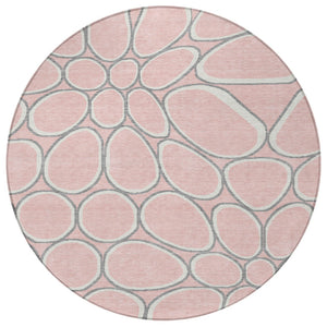 Homeroots 3' Artichoke Green And Ivory Abstract Washable Area Rug For Indoor And Outdoor Use, Durable Design 8' Round Polyester 600554