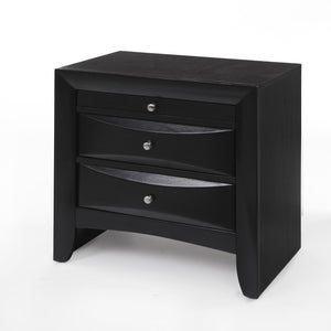 English Elm Ireland Elegant Nightstand with Two Dovetail Drawers, Brushed Nickel Pull, Okume Veneer Top, Durable Build Black 30 L x 21 W x 30 H B2726P256280