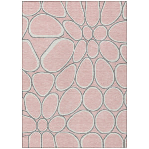 HomeRoots 5' Pink Gray Ivory Abstract Area Rug – Durable Washable Design for Indoor & Outdoor Spaces 10' X 14' 600557