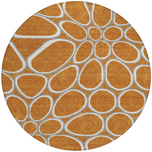 Homeroots 3' Artichoke Green And Ivory Abstract Washable Area Rug For Indoor And Outdoor Use, Durable Design 8' Round Polyester 600560