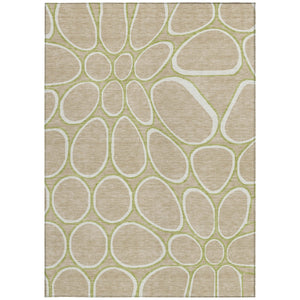 Homeroots 3' Artichoke Green And Ivory Abstract Washable Area Rug For Indoor And Outdoor Use, Durable Design 5' X 8' Polyester 600565