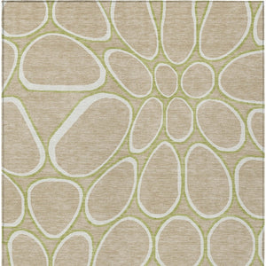 Homeroots 3' Artichoke Green And Ivory Abstract Washable Area Rug For Indoor And Outdoor Use, Durable Design 9' X 12' Polyester 600568