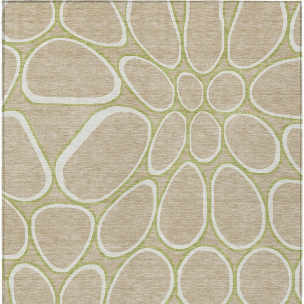 Homeroots 3' Artichoke Green And Ivory Abstract Washable Area Rug For Indoor And Outdoor Use, Durable Design 9' X 12' Polyester 600568