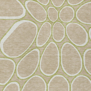 Homeroots 3' Artichoke Green And Ivory Abstract Washable Area Rug For Indoor And Outdoor Use, Durable Design 9' X 12' Polyester 600568