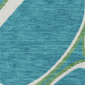 Homeroots 3' Artichoke Green And Ivory Abstract Washable Area Rug For Indoor And Outdoor Use, Durable Design 3' X 5' Polyester 600570