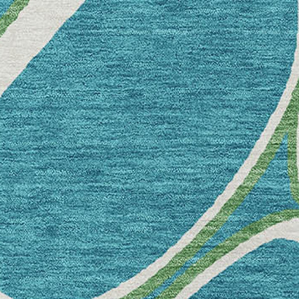 Homeroots 3' Artichoke Green And Ivory Abstract Washable Area Rug For Indoor And Outdoor Use, Durable Design 3' X 5' Polyester 600570