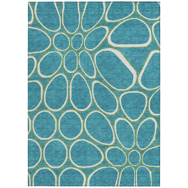 Homeroots 3' Artichoke Green And Ivory Abstract Washable Area Rug For Indoor And Outdoor Use, Durable Design 5' X 8' Polyester 600571