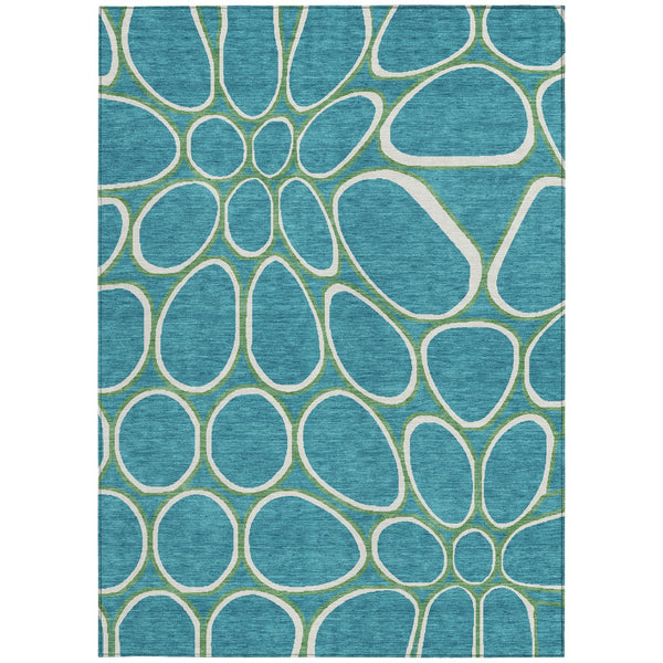 Homeroots 3' Artichoke Green And Ivory Abstract Washable Area Rug For Indoor And Outdoor Use, Durable Design 8' X 10' Polyester 600573