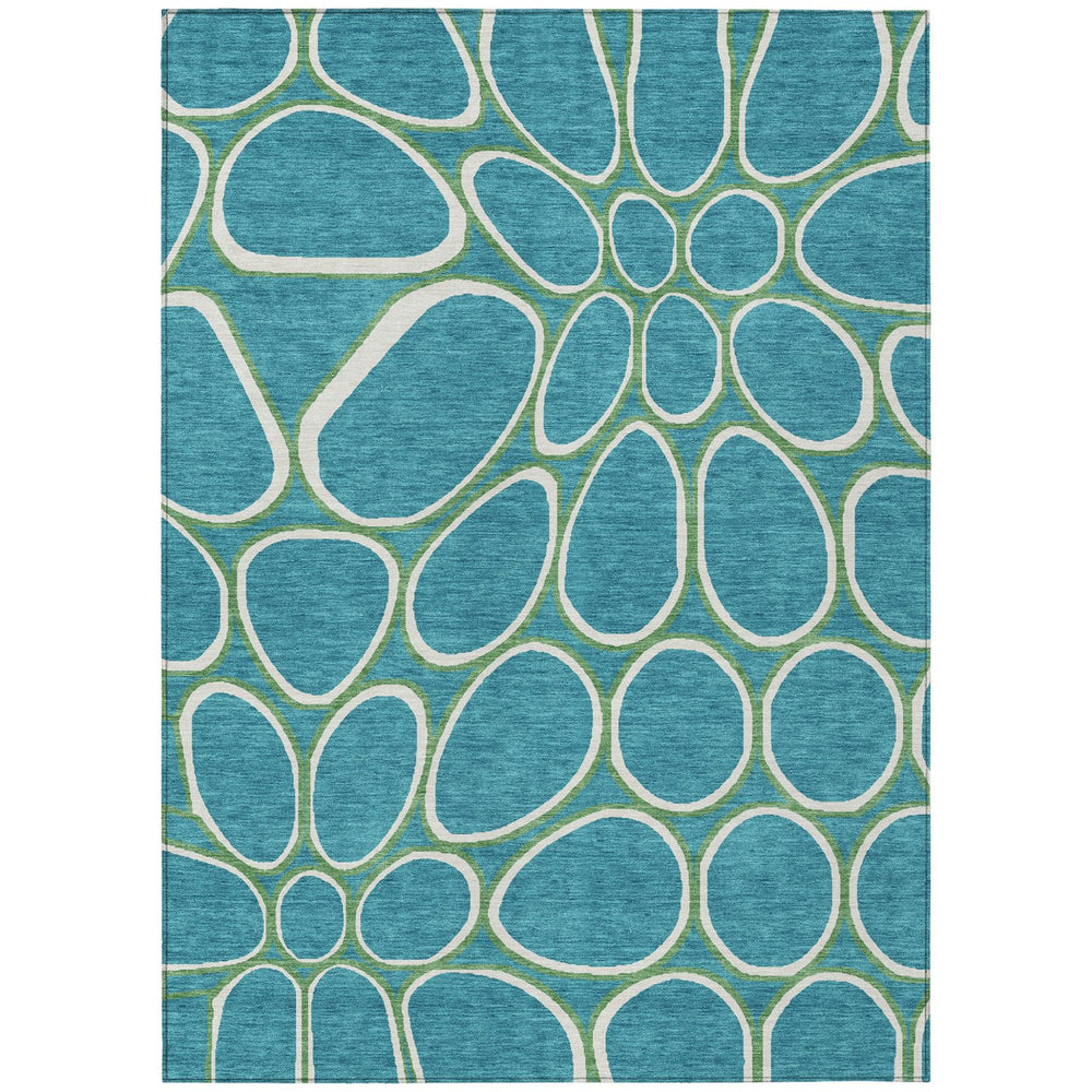 Homeroots 3' Artichoke Green And Ivory Abstract Washable Area Rug For Indoor And Outdoor Use, Durable Design 9' X 12' Polyester 600574