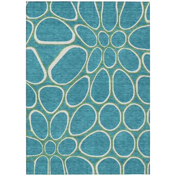 Homeroots 3' Artichoke Green And Ivory Abstract Washable Area Rug For Indoor And Outdoor Use, Durable Design 9' X 12' Polyester 600574