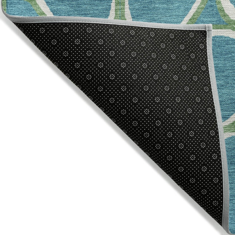 HomeRoots 9' Contemporary Teal Blue Ivory & Green Abstract Washable Area Rug for Indoor/Outdoor Spaces 600574