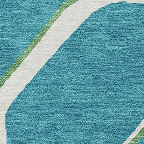 Homeroots 3' Artichoke Green And Ivory Abstract Washable Area Rug For Indoor And Outdoor Use, Durable Design 9' X 12' Polyester 600574