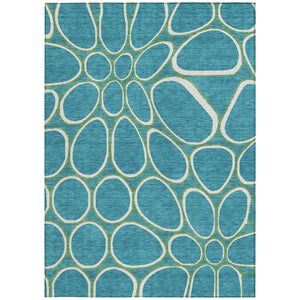 Homeroots 3' Artichoke Green And Ivory Abstract Washable Area Rug For Indoor And Outdoor Use, Durable Design 10' X 14' Polyester 600575