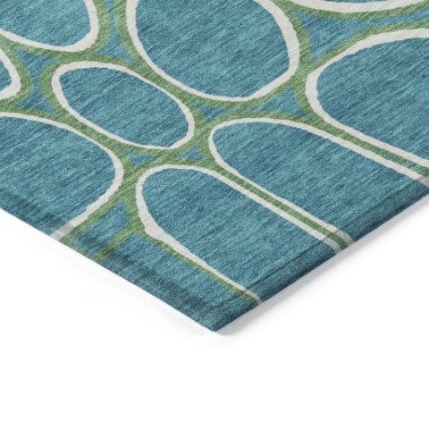 Homeroots 3' Artichoke Green And Ivory Abstract Washable Area Rug For Indoor And Outdoor Use, Durable Design 10' X 14' Polyester 600575