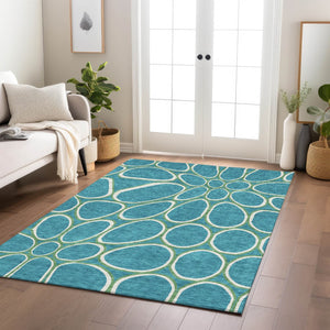 Homeroots 3' Artichoke Green And Ivory Abstract Washable Area Rug For Indoor And Outdoor Use, Durable Design 10' X 14' Polyester 600575