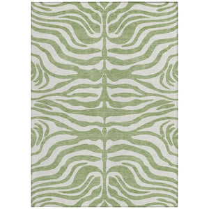 Homeroots 3' Artichoke Green And Ivory Animal Print Washable Area Rug For Indoor Or Outdoor Use, Durable Style 3' X 5' Polyester 600576