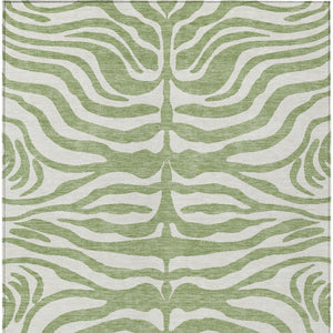 Homeroots 3' Artichoke Green And Ivory Animal Print Washable Area Rug For Indoor Or Outdoor Use, Durable Style 8' X 10' Polyester 600579