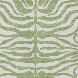 Homeroots 3' Artichoke Green And Ivory Animal Print Washable Area Rug For Indoor Or Outdoor Use, Durable Style 8' X 10' Polyester 600579