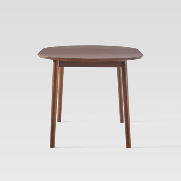 Mid Century Modern Solid Wood Oval Extension Dining Table Walnut DAMD3EWTWS Walker Edison