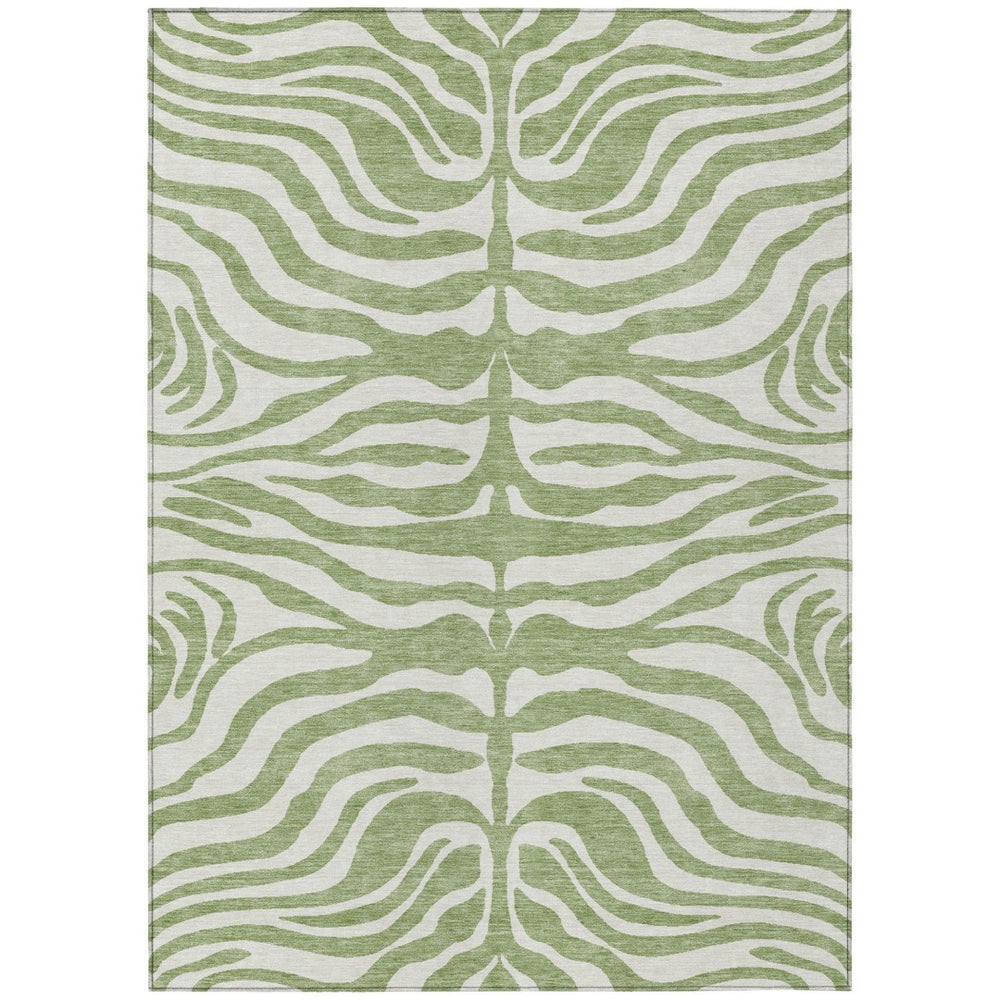 HomeRoots 9' X 12' Artichoke Green & Ivory Animal Print Rug - Durable, Washable for Indoor/Outdoor Use! 600580