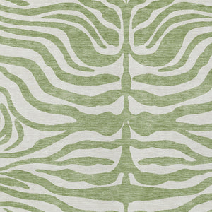 Homeroots 3' Artichoke Green And Ivory Animal Print Washable Area Rug For Indoor Or Outdoor Use, Durable Style 9' X 12' Polyester 600580