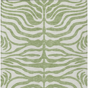 Homeroots 3' Artichoke Green And Ivory Animal Print Washable Area Rug For Indoor Or Outdoor Use, Durable Style 10' X 14' Polyester 600581