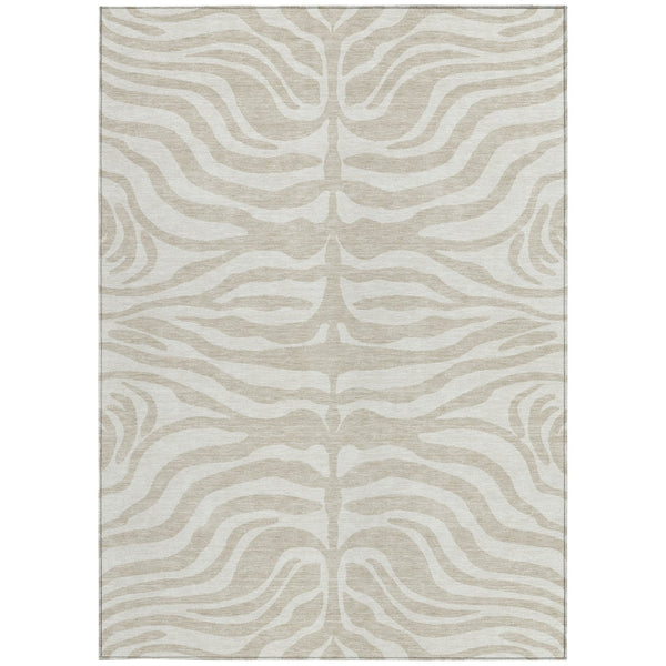 Homeroots 3' Artichoke Green And Ivory Animal Print Washable Area Rug For Indoor Or Outdoor Use, Durable Style 3' X 5' Polyester 600582