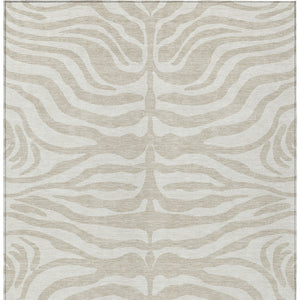 Homeroots 3' Artichoke Green And Ivory Animal Print Washable Area Rug For Indoor Or Outdoor Use, Durable Style 3' X 5' Polyester 600582