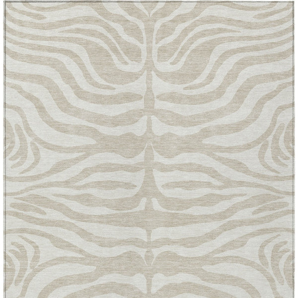 Homeroots 3' Artichoke Green And Ivory Animal Print Washable Area Rug For Indoor Or Outdoor Use, Durable Style 3' X 5' Polyester 600582