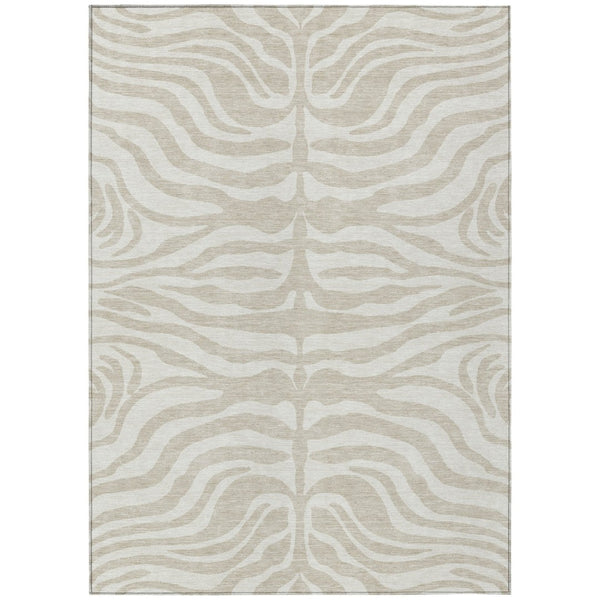 HomeRoots 5' Animal Print Area Rug – Durable, Washable, Indoor/Outdoor Design in Beige and Tan for Any Space 5' X 8' 600583