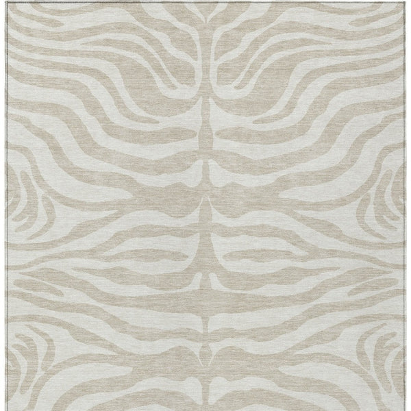 Homeroots 3' Artichoke Green And Ivory Animal Print Washable Area Rug For Indoor Or Outdoor Use, Durable Style 8' X 10' Polyester 600585