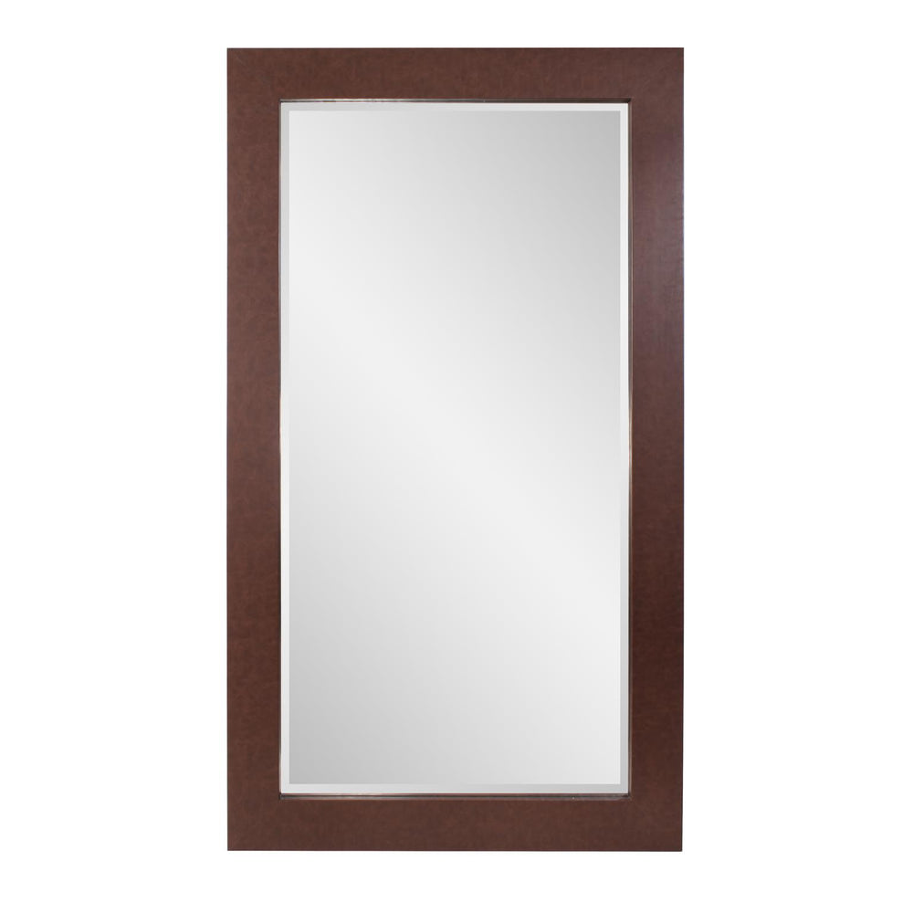 Howard Elliott Bolivar Oversized Mirror In Luxurious Mocha Faux Leather - Versatile, Stylish Decor For Any Room Brown Wood 60059-howard-elliott