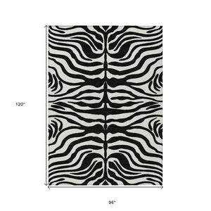 HomeRoots 5' Black and Ivory Animal Print Area Rug - Washable, Durable, Perfect for Indoor and Outdoor Use 8' X 10' 600591
