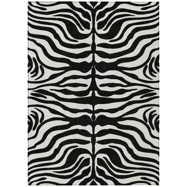 HomeRoots 5' Black and Ivory Animal Print Area Rug - Washable, Durable, Perfect for Indoor and Outdoor Use 10' X 14' 600593