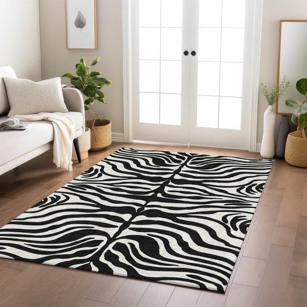 Homeroots 3' Artichoke Green And Ivory Animal Print Washable Area Rug For Indoor Or Outdoor Use, Durable Style 10' X 14' Polyester 600593