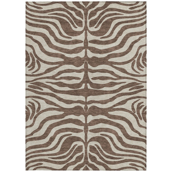 Homeroots 3' Artichoke Green And Ivory Animal Print Washable Area Rug For Indoor Or Outdoor Use, Durable Style 3' X 5' Polyester 600594