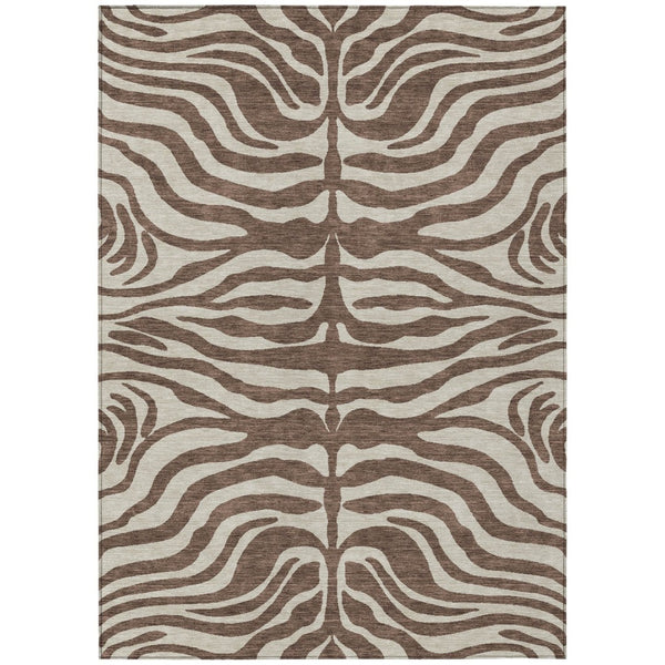 HomeRoots 5' Bold Brown and Beige Animal Print Washable Area Rug for Stylish Indoor and Outdoor Spaces 5' X 8' 600595