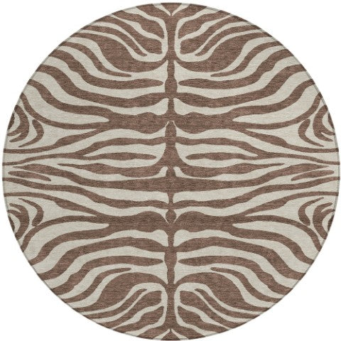 Homeroots 3' Artichoke Green And Ivory Animal Print Washable Area Rug For Indoor Or Outdoor Use, Durable Style 8' Round Polyester 600596