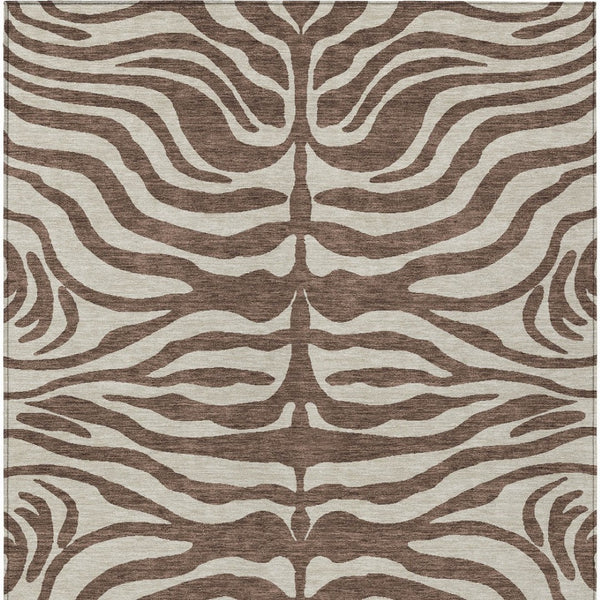 Homeroots 3' Artichoke Green And Ivory Animal Print Washable Area Rug For Indoor Or Outdoor Use, Durable Style 9' X 12' Polyester 600598