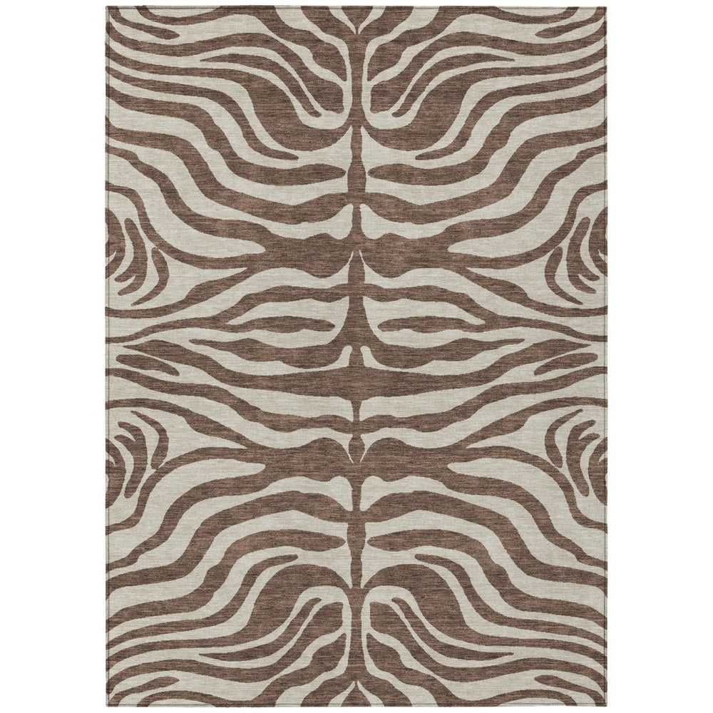 HomeRoots 9' X 12' Stylish Brown and Beige Animal Print Rug – Durable, Washable for Indoor & Outdoor Use! 600598