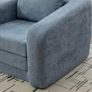 English Elm 40" Chenille Cloud Floor Chair Convertible Sleeper Sofa Lounge for Dorm Apartment Bedroom Light Blue W3118P388897
