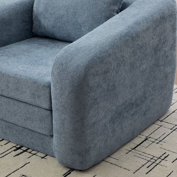 English Elm 40" Chenille Cloud Floor Chair Convertible Sleeper Sofa Lounge for Dorm Apartment Bedroom Light Blue W3118P388897