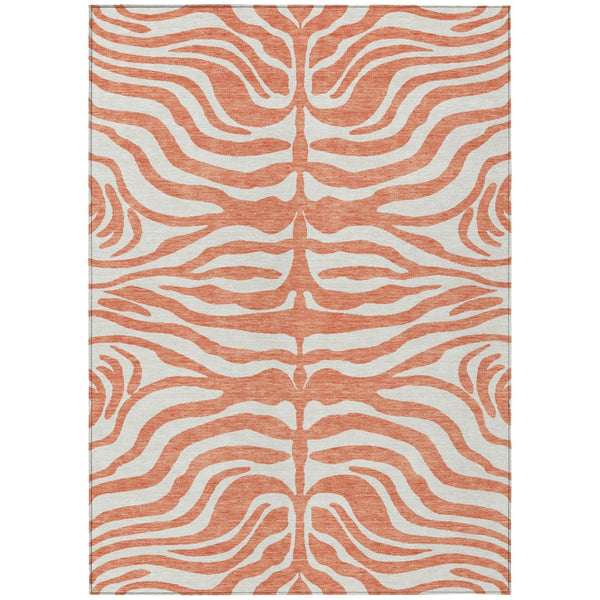 HomeRoots 5' Coral and Ivory Animal Print Area Rug - Stylish, Durable, Washable for Indoor and Outdoor Use 5' X 8' 600601