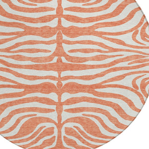 Homeroots 3' Artichoke Green And Ivory Animal Print Washable Area Rug For Indoor Or Outdoor Use, Durable Style 8' Round Polyester 600602